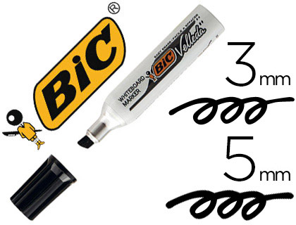MARQUEUR BIC VELLEDA 1781 EFFAABLE POINTE BISEAUTE 2MM CRITURE 3/5MM ENCRE CTONE CORPS MTAL CAPUCHON VENTIL NOIR