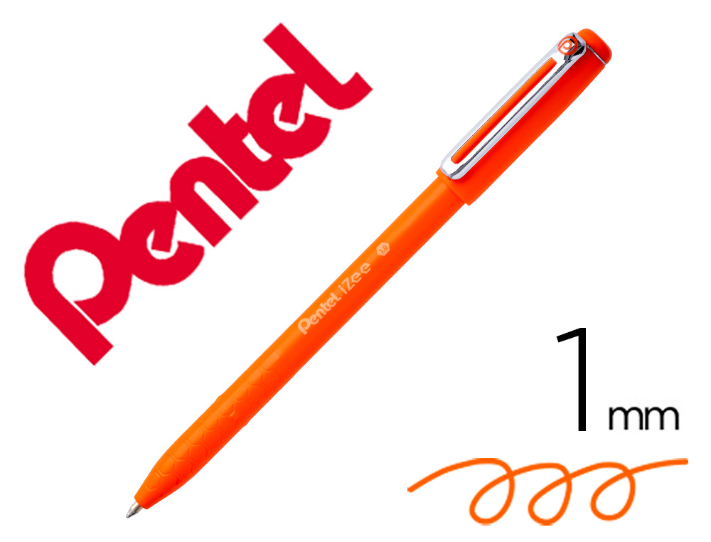 STYLO-BILLE PENTEL IZEE RETRACTABLE ECRITURE MOYENNE  POINTE 1MM ENCRE FAIBLE       VISCOSITE RECHARGEABLE ORANGE