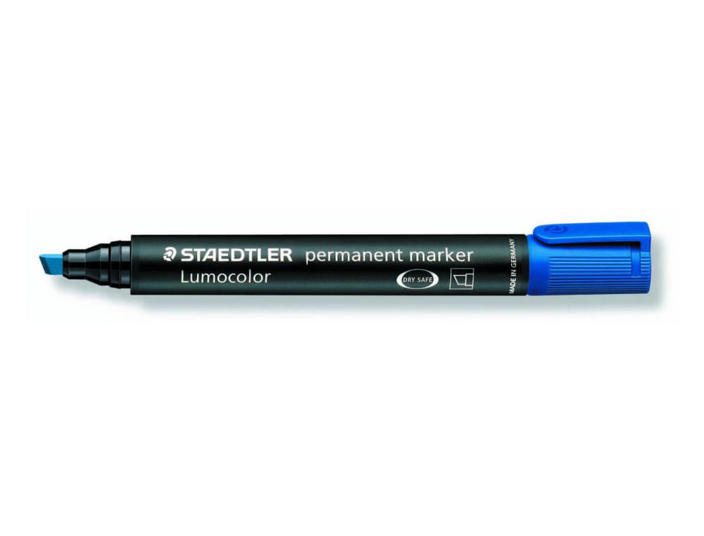 MARQ.PERM.LUMOCOLOR BISEAU BLEMARQUEUR STAEDTLER LUMOCOLOR 350 - POINTE BISEAUTE - ENCRE BLEUE