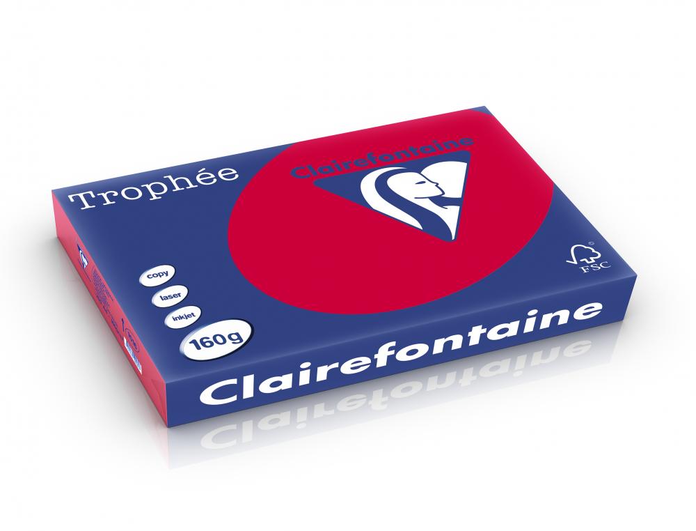 PAPIER A4 160G ROUGE GROS.TRO.Ramette de papier A4 trophe intense rouge groseille 160g Clairefontaine