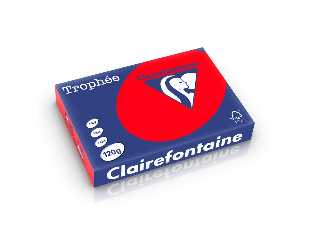 PAPIER A4 120G TRO.250F ROUG CRamette de papier A4 trophe intense rouge corail 120g Clairefontaine