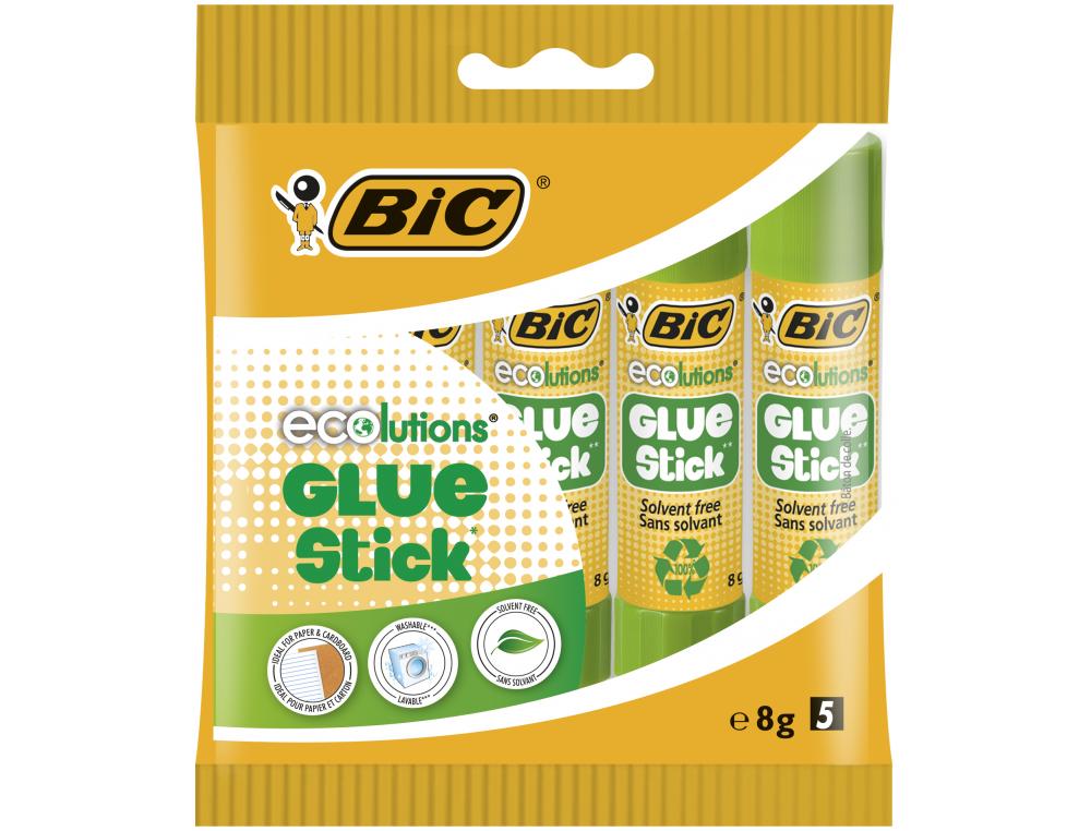 BIC STICK COLLE 8GR L/5 LOT DE 5 BTONS DE COLLE 8G BIC ECOLUTIONS
