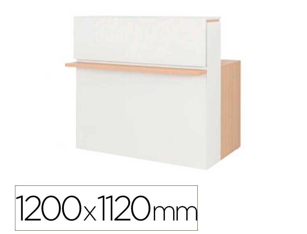 BANQUE ACCUEIL GAUTIER ZOOM PANNEAUX MELAMINE BLANC ET    TABLETTE MELAMINE CHENE       1200X1120MM COLORIS CHENE