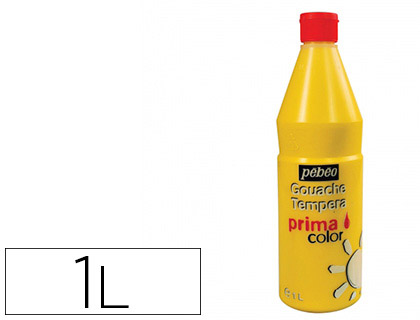 GOUACHE PBO PRIMACOLOR LIQUIDE INODORE ONCTUEUSE APPLICATION FACILE COLORIS JAUNE PRIMAIRE FLACON 1000ML