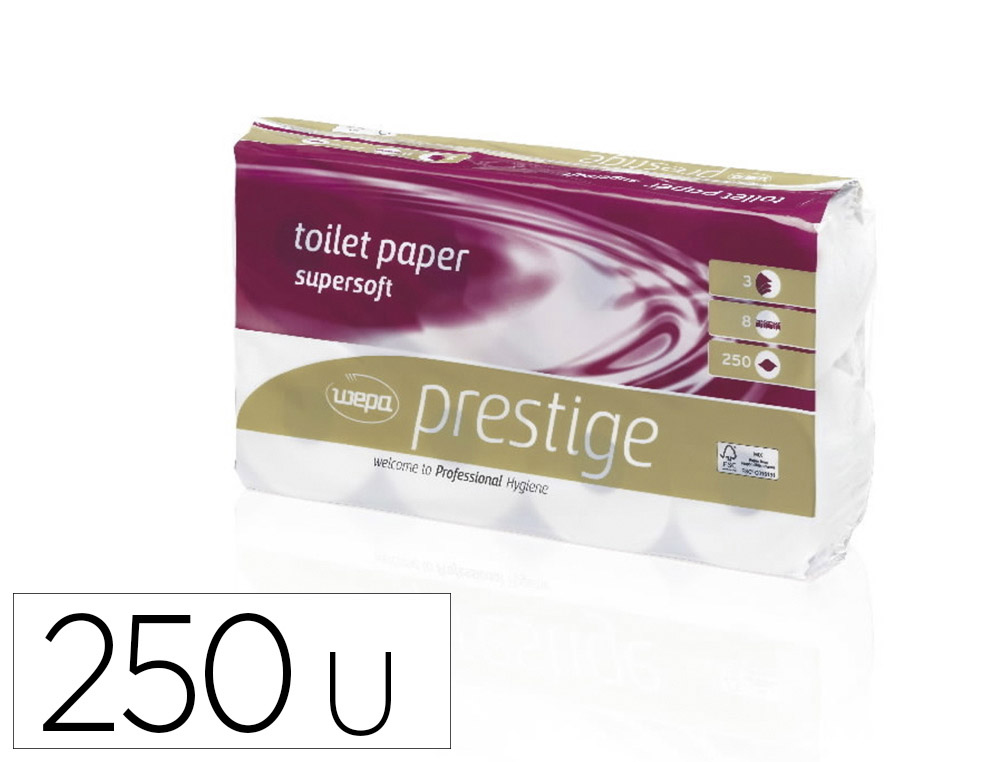 PAPIER TOILETTE 3 PLIS TRIPLE PAISSEUR PAQUET 8 ROULEAUX 250F