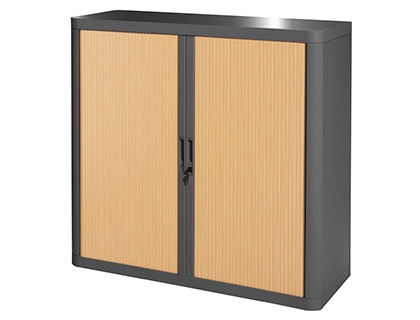 ARMOIRE PAPERFLOW EASYOFFICE 2 TABLETTES CHARGE 75KG STRUCTURE ANTHRA RIDEAUX 104X110X41,5CM COLORIS ANTHRACITE/HTRE