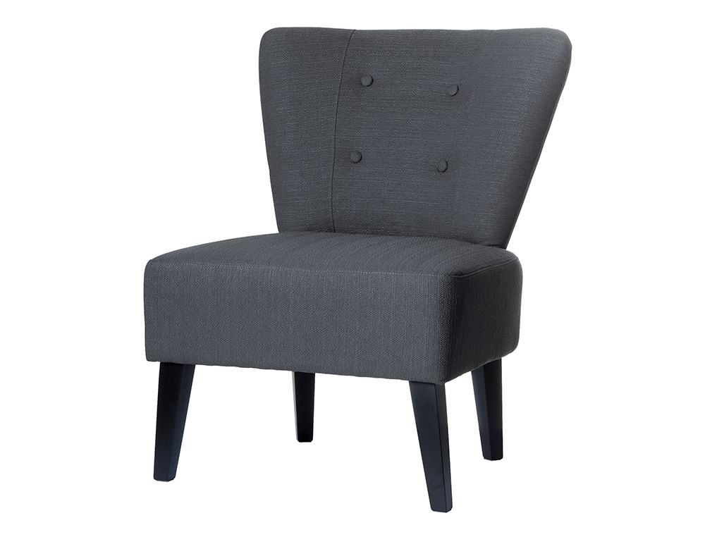 FAUTEUIL VISITEUR BRIGHTON POLYESTER ASSISE EXTRA-LARGE  65X64CM SANS ACCOUDOIR PIEDS  HETRE MASSIF NOIR REVET
