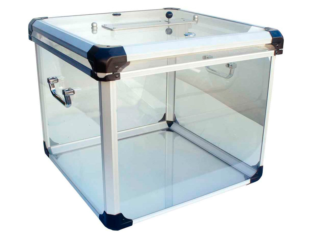 URNE OFFICIELLE VISO AVEC COMPTEUR STRUCTURE ALUMINIUM  COUVERCLE OUVERTURE COMPLETE  2 CADENAS TRAPPE A LEVIER
