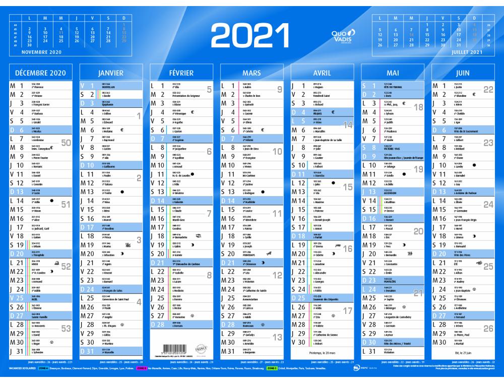 CALENDRIER QV BANQUE 55X40,5BLCALENDRIER BANQUE - 55X40,5CM - BLEU